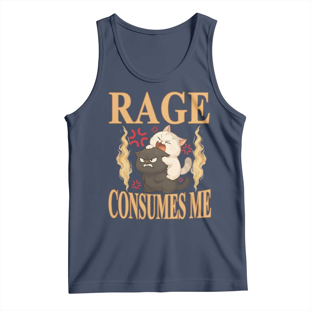 Cute Cat Tank Top Rage Is Consuming Me TS12 Navy Print Your Wear