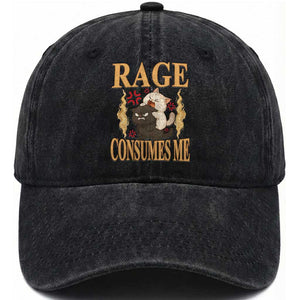 Cute Cat Washed Cotton Baseball Cap Rage Is Consuming Me TS12 Print Your Wear