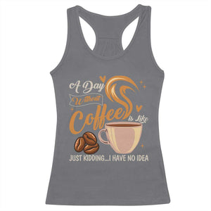 Coffee Lover Racerback Tank Top A Day Without Coffee I Have No Idea TS12 Charcoal Print Your Wear