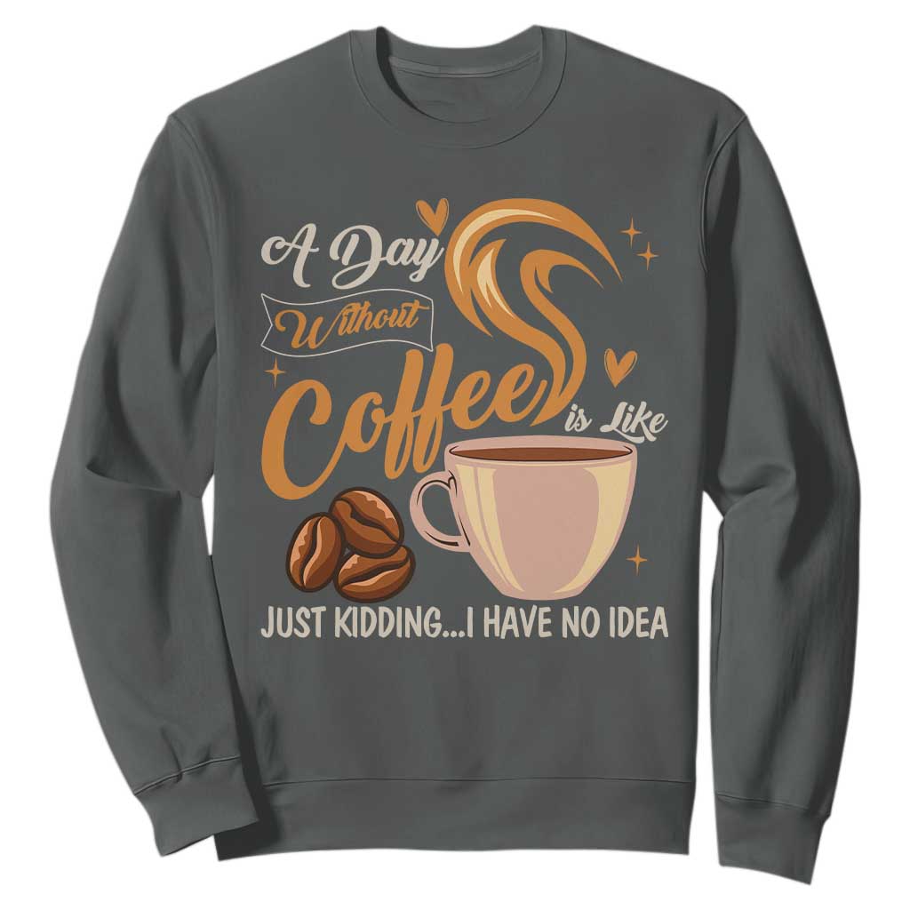 Coffee Lover Sweatshirt A Day Without Coffee I Have No Idea TS12 Dark Heather Print Your Wear