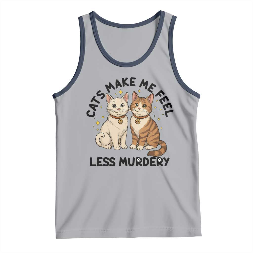 Sarcastic Cat Lover Tank Top Cats Make Me Feel Less Murdery TS12 Athletic Heather Navy Print Your Wear