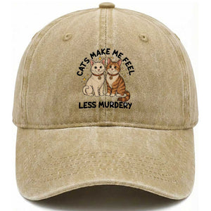 Sarcastic Cat Lover Washed Cotton Baseball Cap Cats Make Me Feel Less Murdery TS12 Print Your Wear