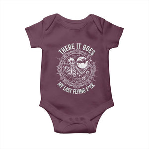 There It Goes My Last Flying F*ck Baby Onesie Funny Skeleton Quote TS12 Maroon Print Your Wear