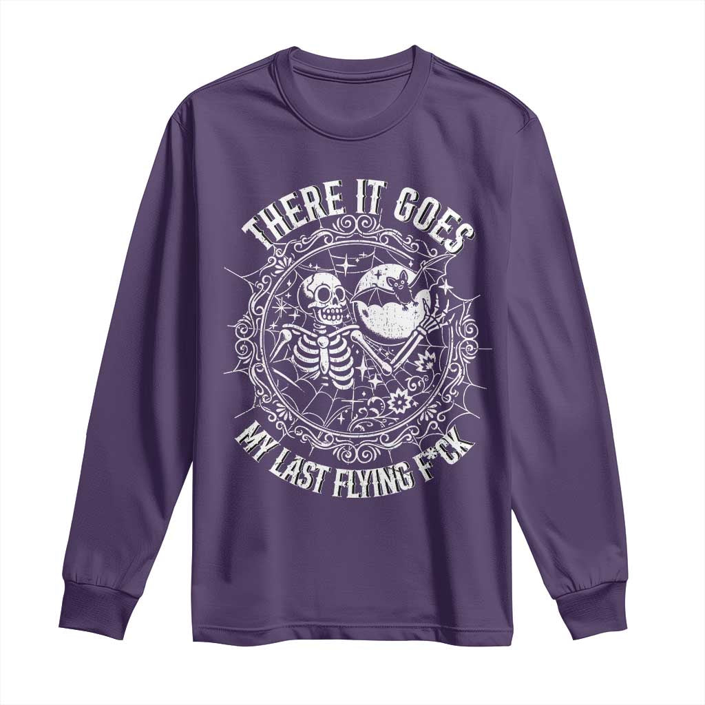 There It Goes My Last Flying F*ck Long Sleeve Shirt Funny Skeleton Quote TS12 Purple Print Your Wear