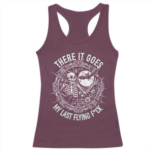 There It Goes My Last Flying F*ck Racerback Tank Top Funny Skeleton Quote TS12 Maroon Print Your Wear