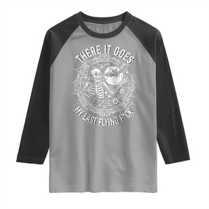 There It Goes My Last Flying F*ck Raglan Shirt Funny Skeleton Quote TS12 Sport Gray Black Print Your Wear