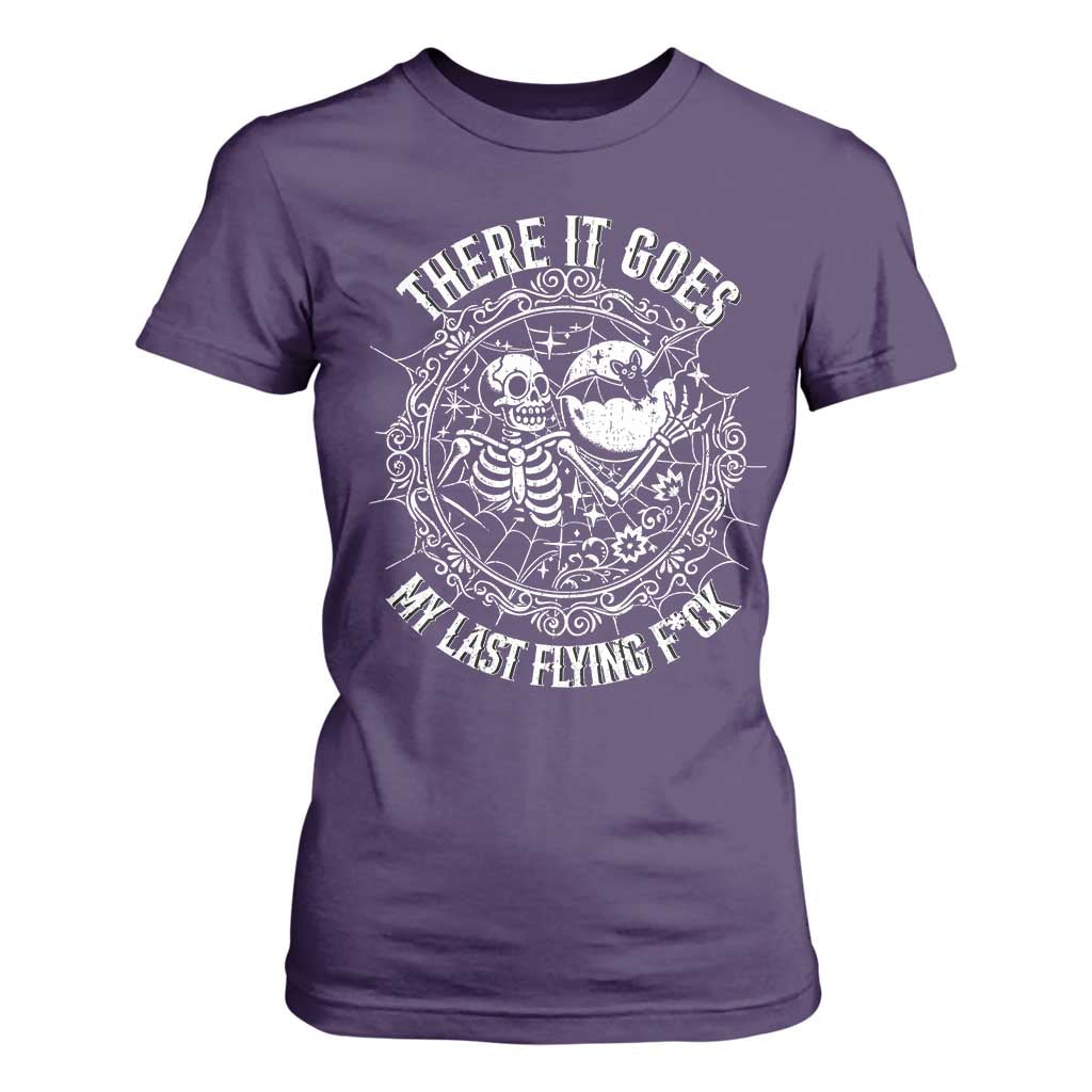 There It Goes My Last Flying F*ck T Shirt For Women Funny Skeleton Quote TS12 Purple Print Your Wear