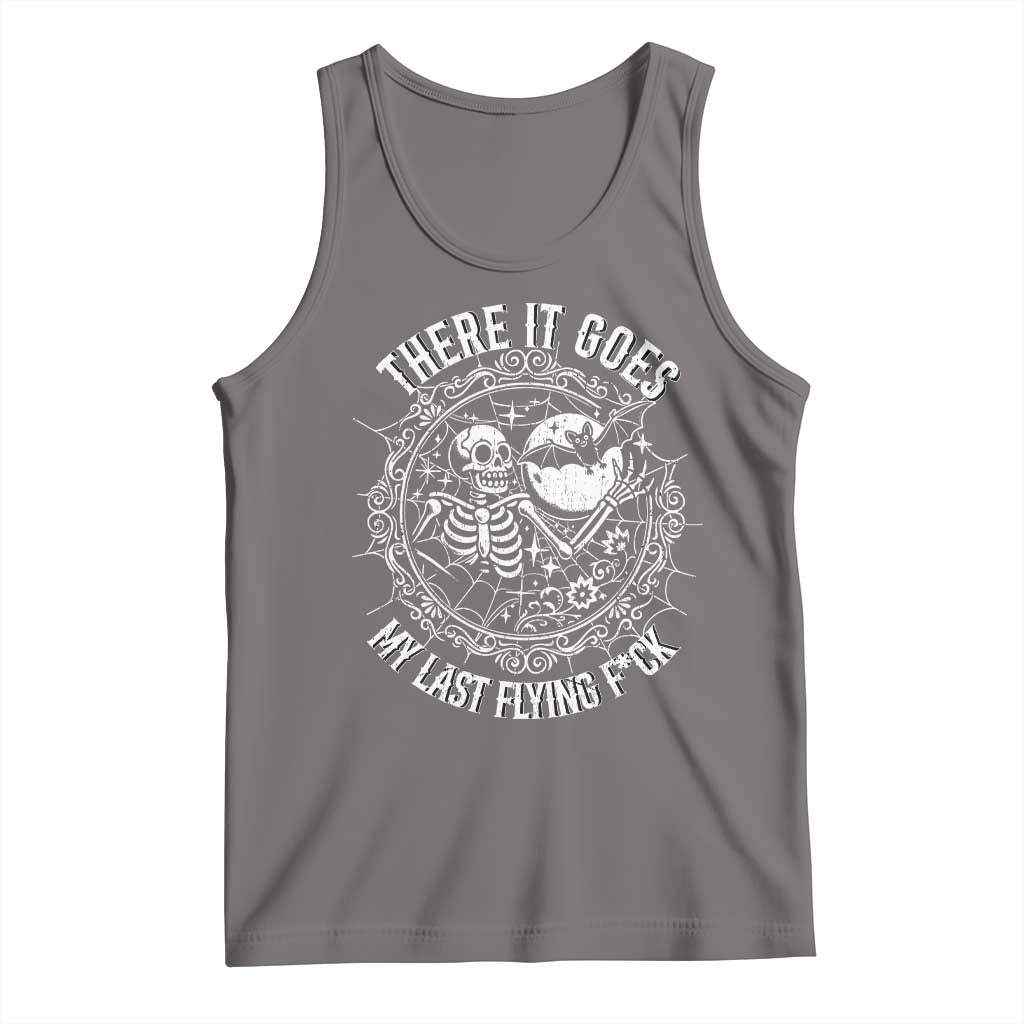 There It Goes My Last Flying F*ck Tank Top Funny Skeleton Quote TS12 Deep Heather Print Your Wear