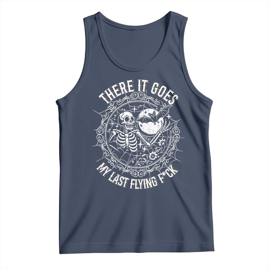 There It Goes My Last Flying F*ck Tank Top Funny Skeleton Quote TS12 Navy Print Your Wear