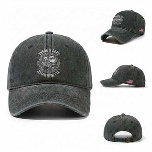 There It Goes My Last Flying F*ck Washed Cotton Baseball Cap Funny Skeleton Quote TS12 Washed Cap Universal Fit Dark Green Print Your Wear