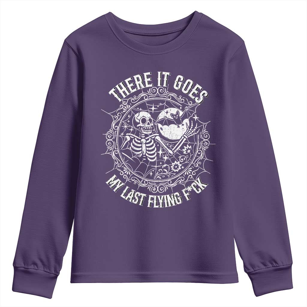 There It Goes My Last Flying F*ck Youth Sweatshirt Funny Skeleton Quote TS12 Purple Print Your Wear