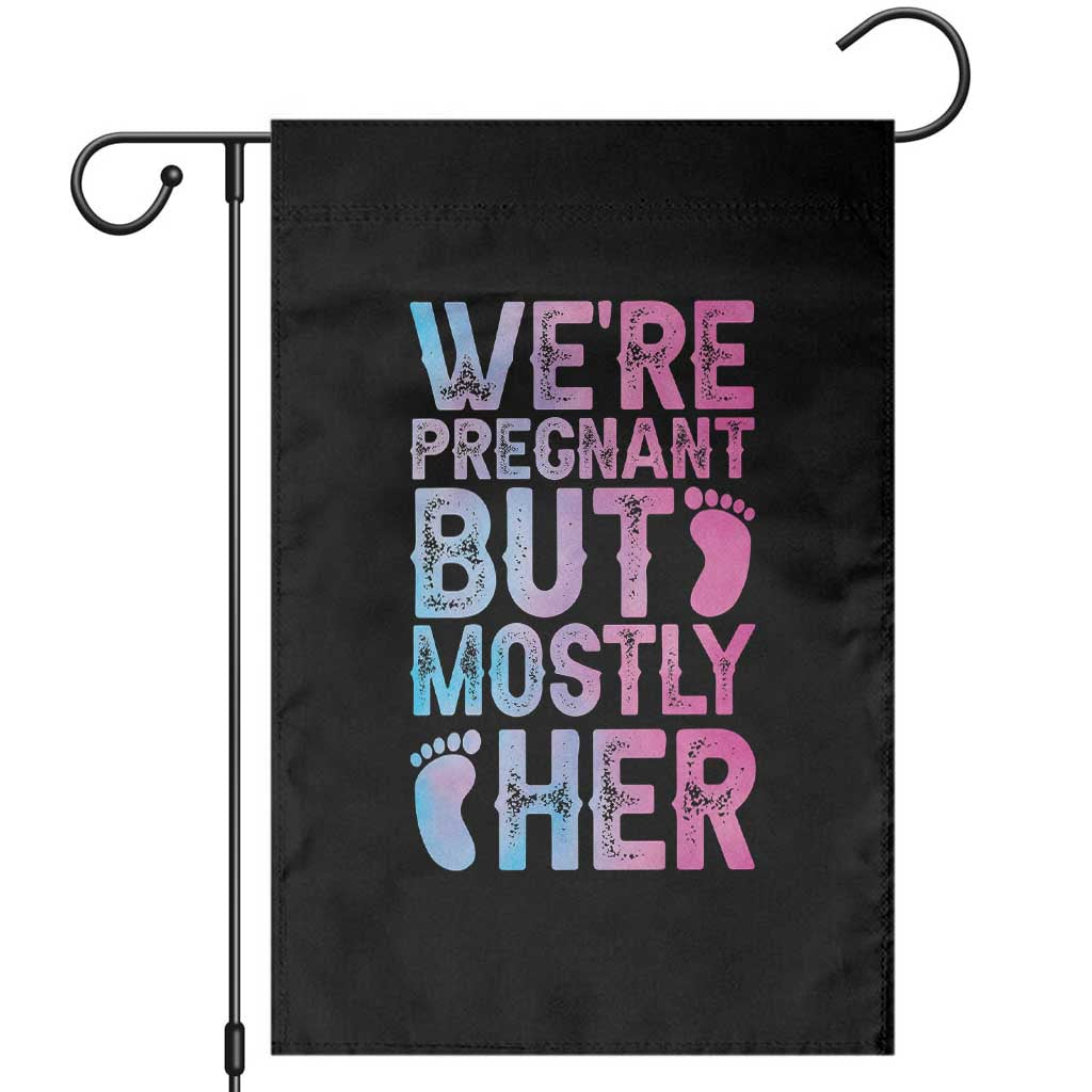 Funny First Time Parents Gift Garden Flag We Are Pregnant But Mostly Her TS12 Black Print Your Wear