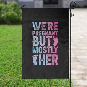 Funny First Time Parents Gift Garden Flag We Are Pregnant But Mostly Her