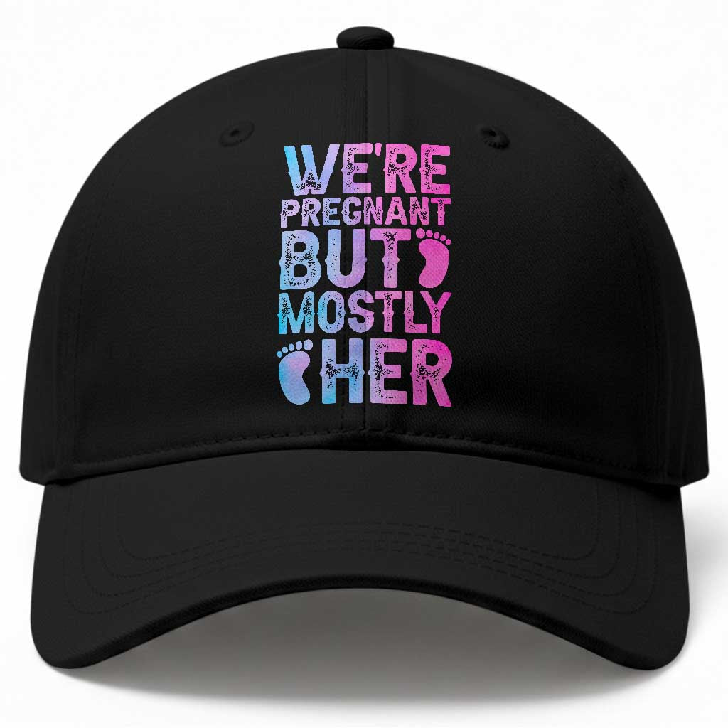 Funny First Time Parents Gift Baseball Cap We Are Pregnant But Mostly Her