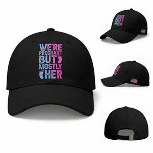Funny First Time Parents Gift Baseball Cap We Are Pregnant But Mostly Her