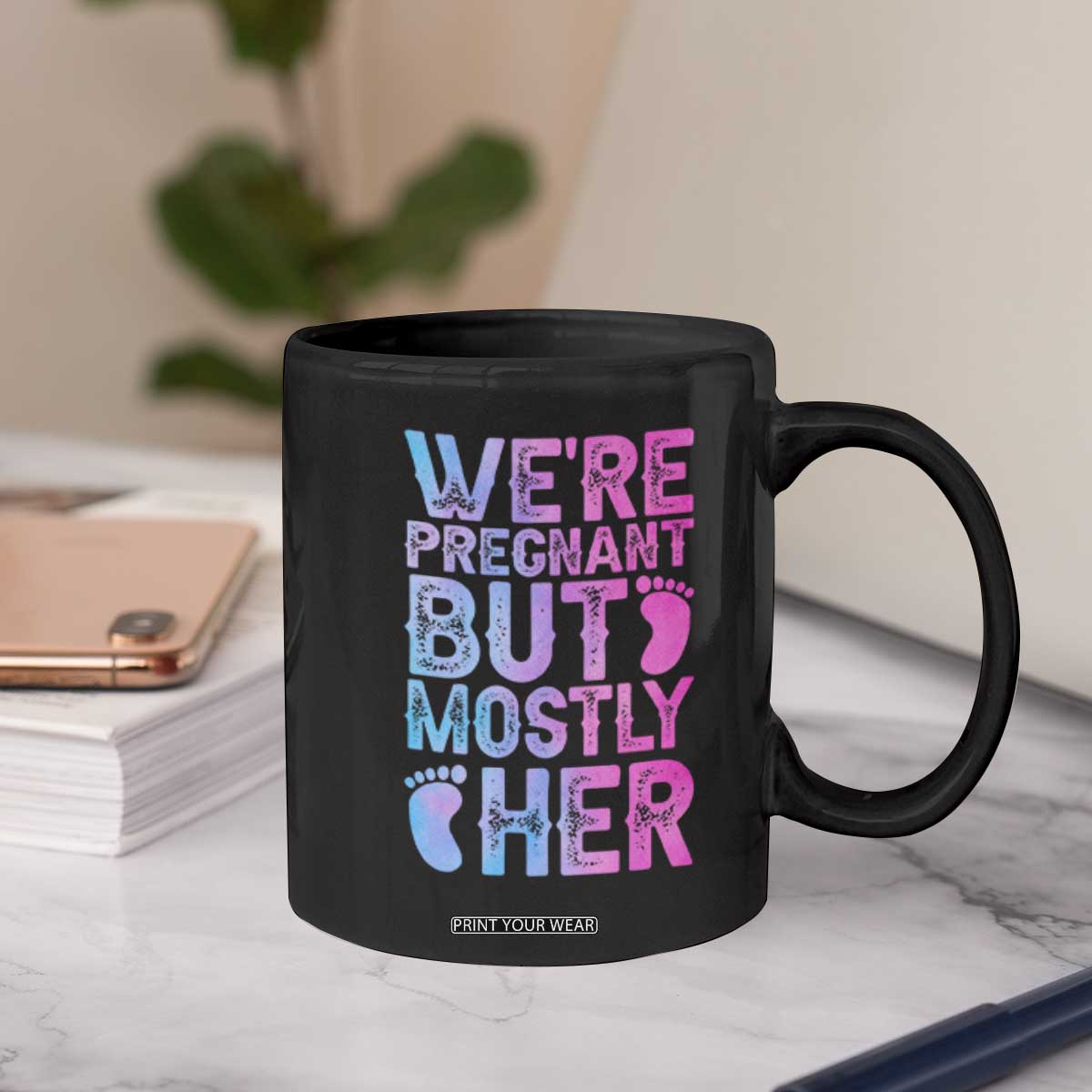 Funny First Time Parents Gift Coffee Mug We Are Pregnant But Mostly Her