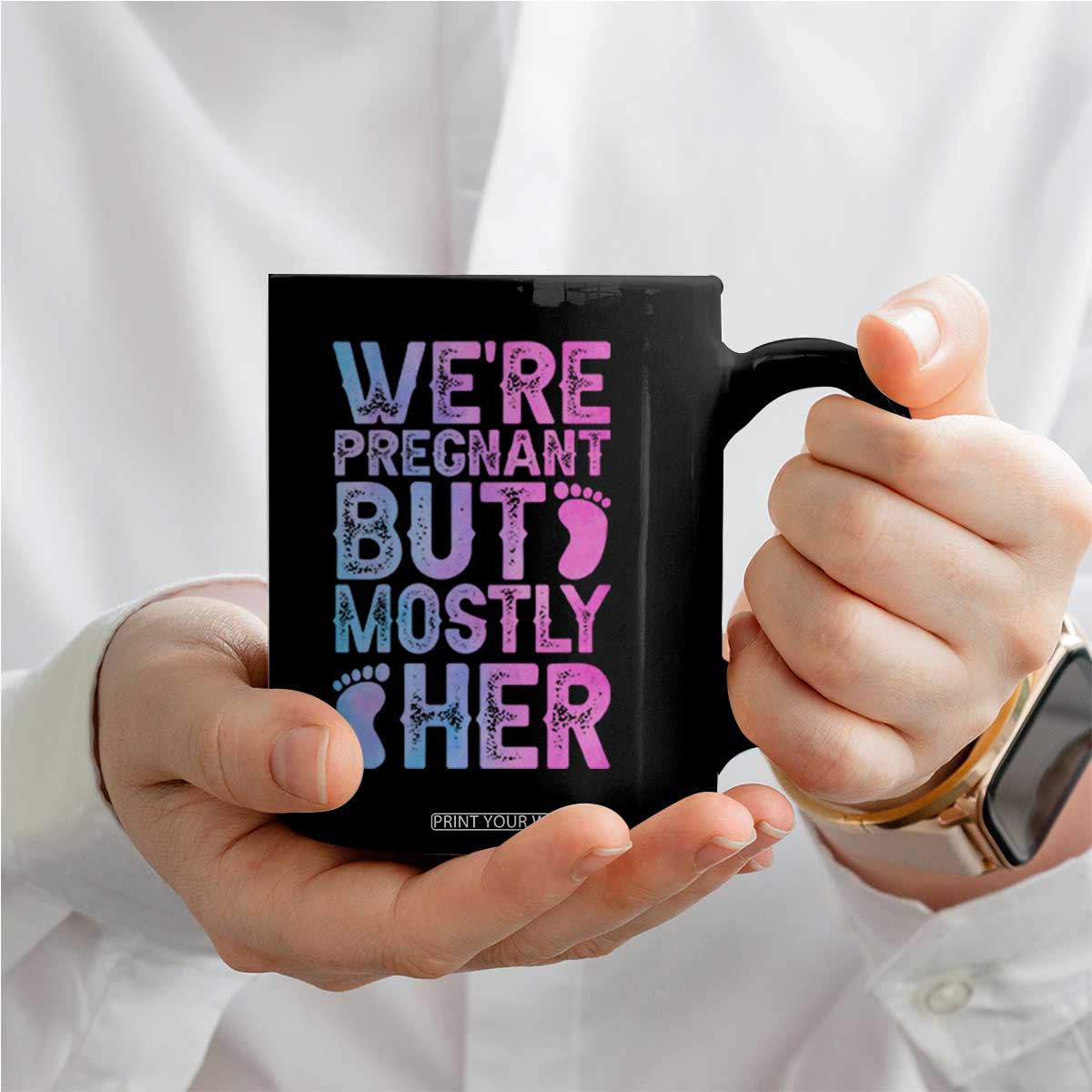 Funny First Time Parents Gift Coffee Mug We Are Pregnant But Mostly Her