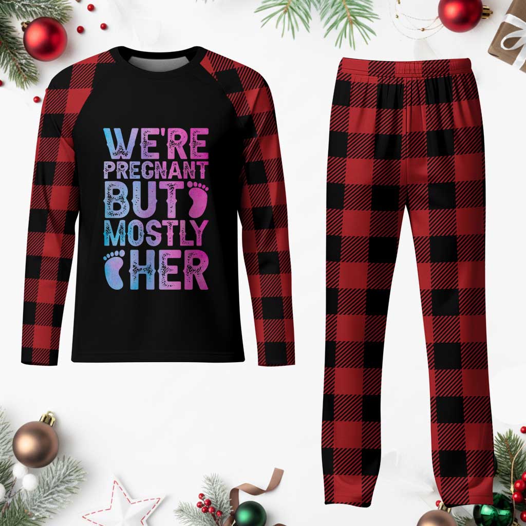 Funny First Time Parents Gift Plaid Pajama Set We Are Pregnant But Mostly Her TS12 Buffalo Plaid Print Your Wear