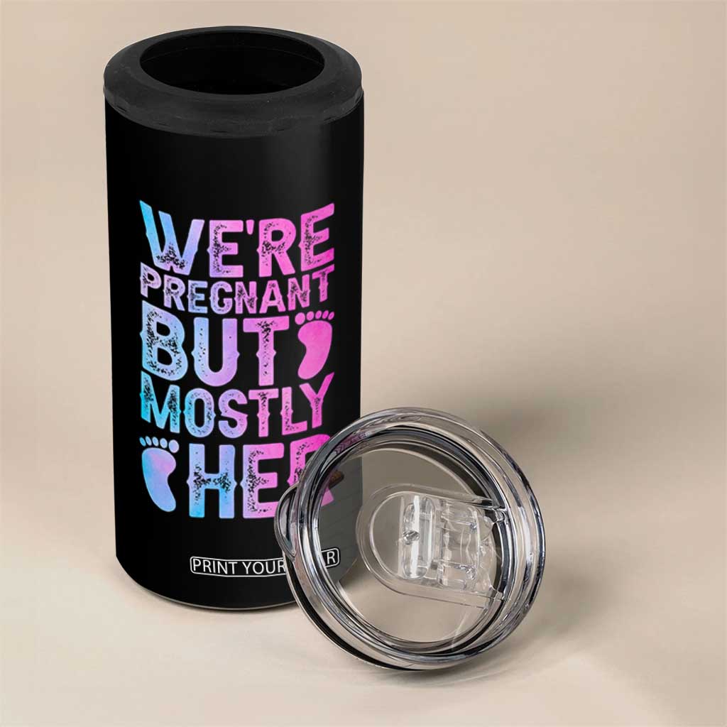 Funny First Time Parents Gift 4 in 1 Can Cooler Tumbler We Are Pregnant But Mostly Her