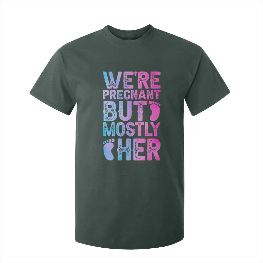 Funny First Time Parents Gift T Shirt For Kid We Are Pregnant But Mostly Her