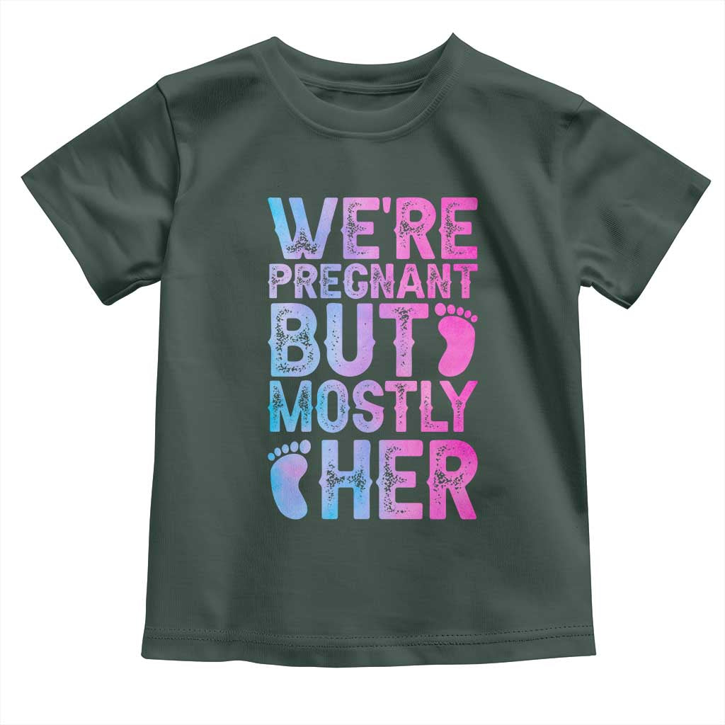 Funny First Time Parents Gift Toddler T Shirt We Are Pregnant But Mostly Her