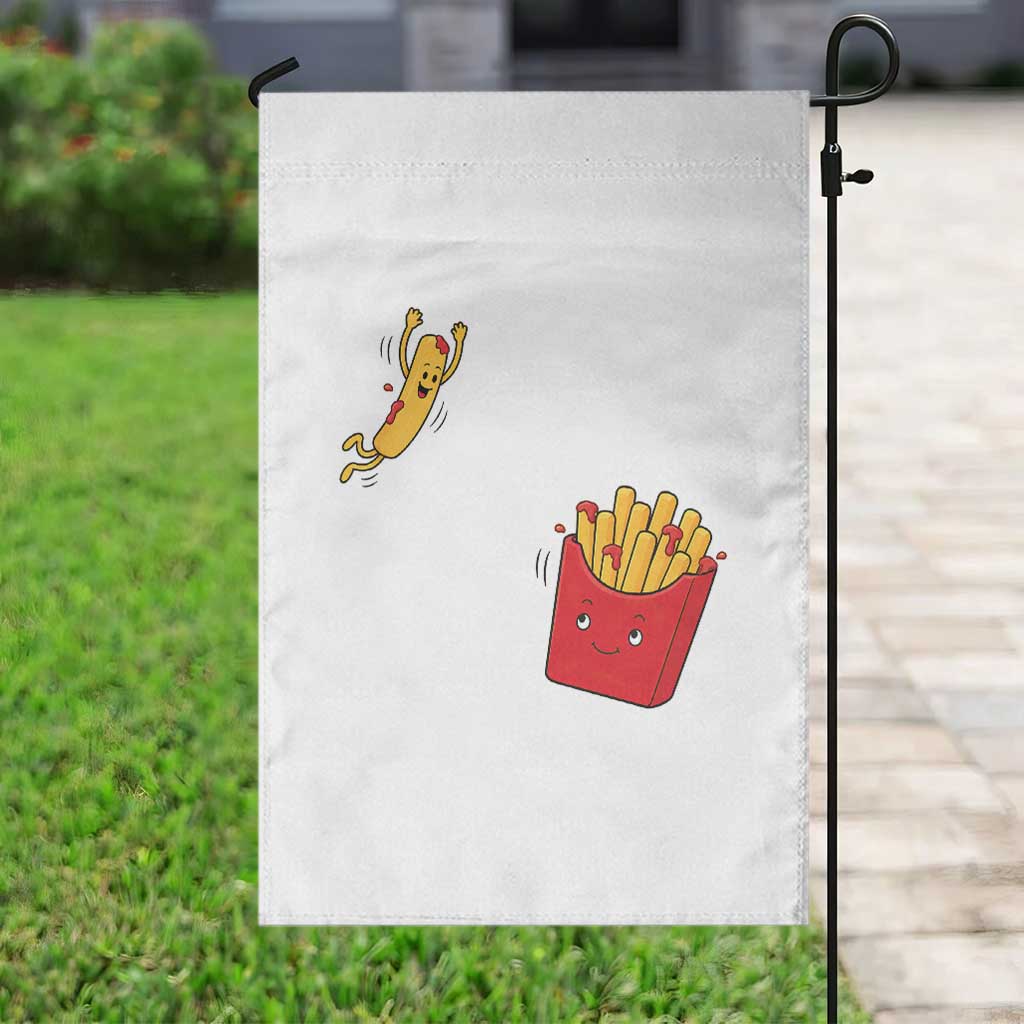 Funny French Fry Jumping Into Fries Box Garden Flag Fast Food Lover