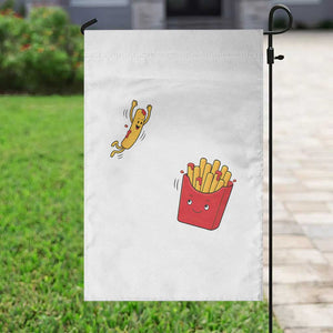 Funny French Fry Jumping Into Fries Box Garden Flag Fast Food Lover