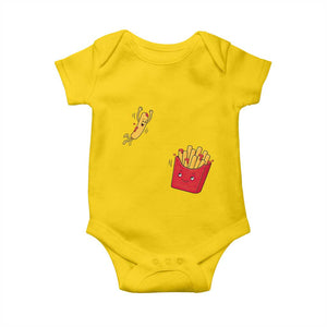 Funny French Fry Jumping Into Fries Box Baby Onesie Fast Food Lover