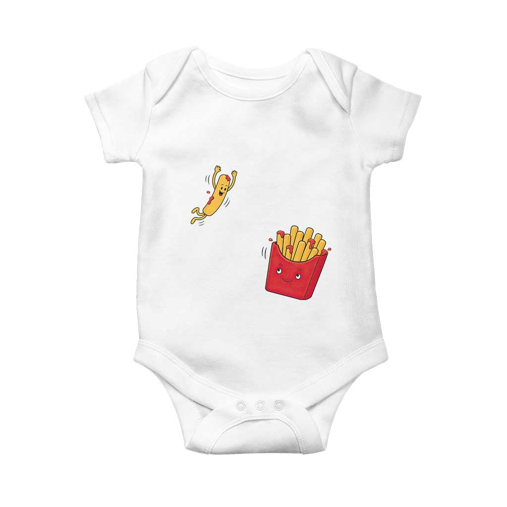 Funny French Fry Jumping Into Fries Box Baby Onesie Fast Food Lover