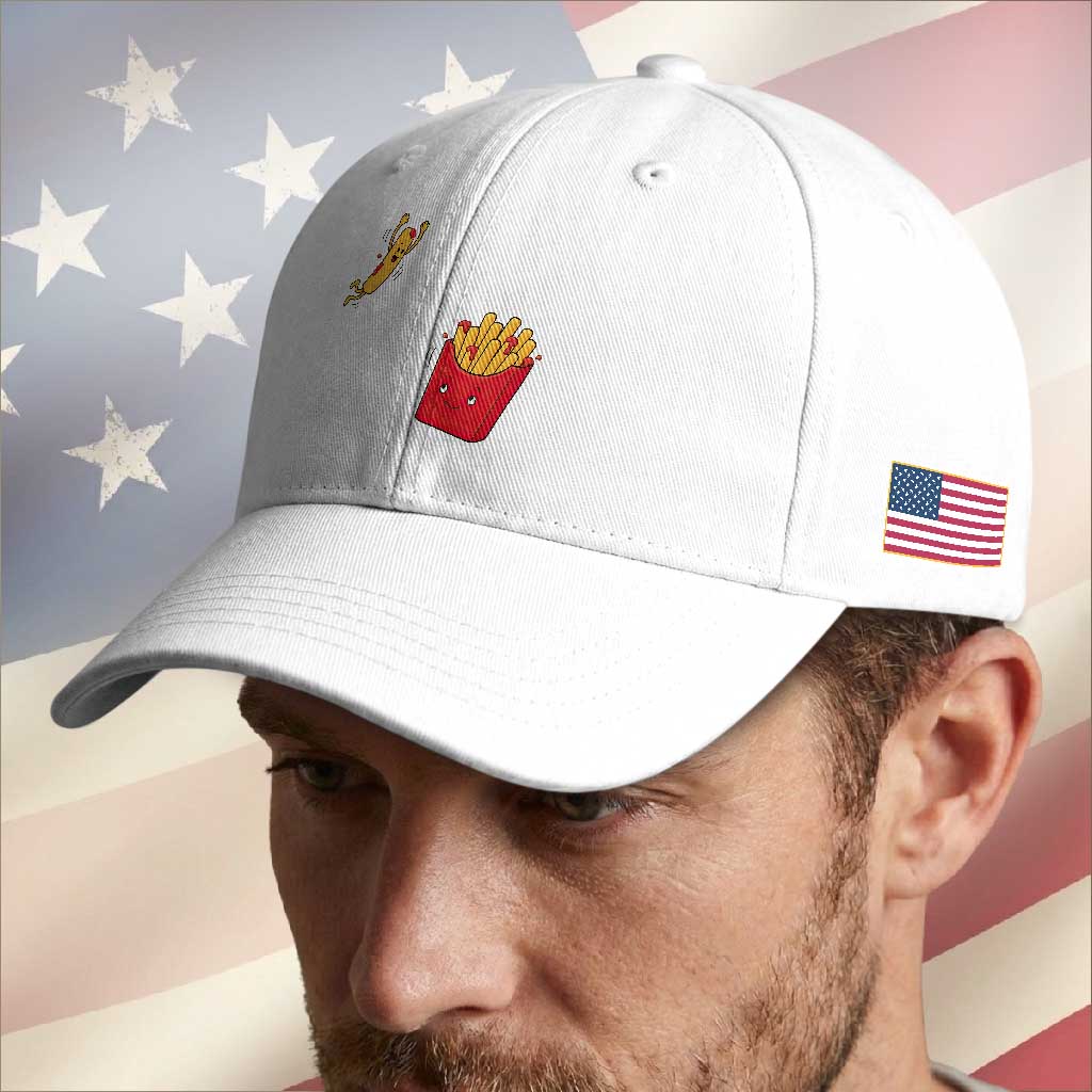 Funny French Fry Jumping Into Fries Box Baseball Cap Fast Food Lover