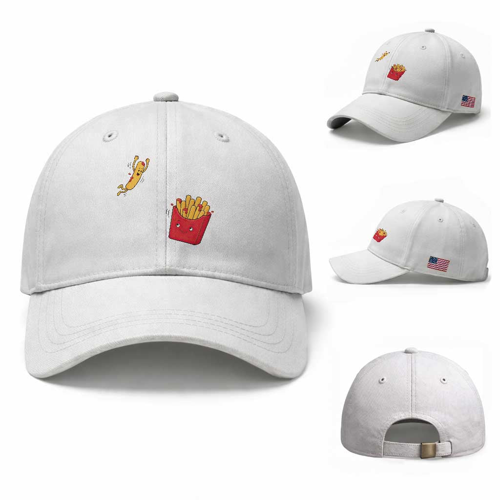 Funny French Fry Jumping Into Fries Box Baseball Cap Fast Food Lover
