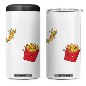 Funny French Fry Jumping Into Fries Box 4 in 1 Can Cooler Tumbler Fast Food Lover
