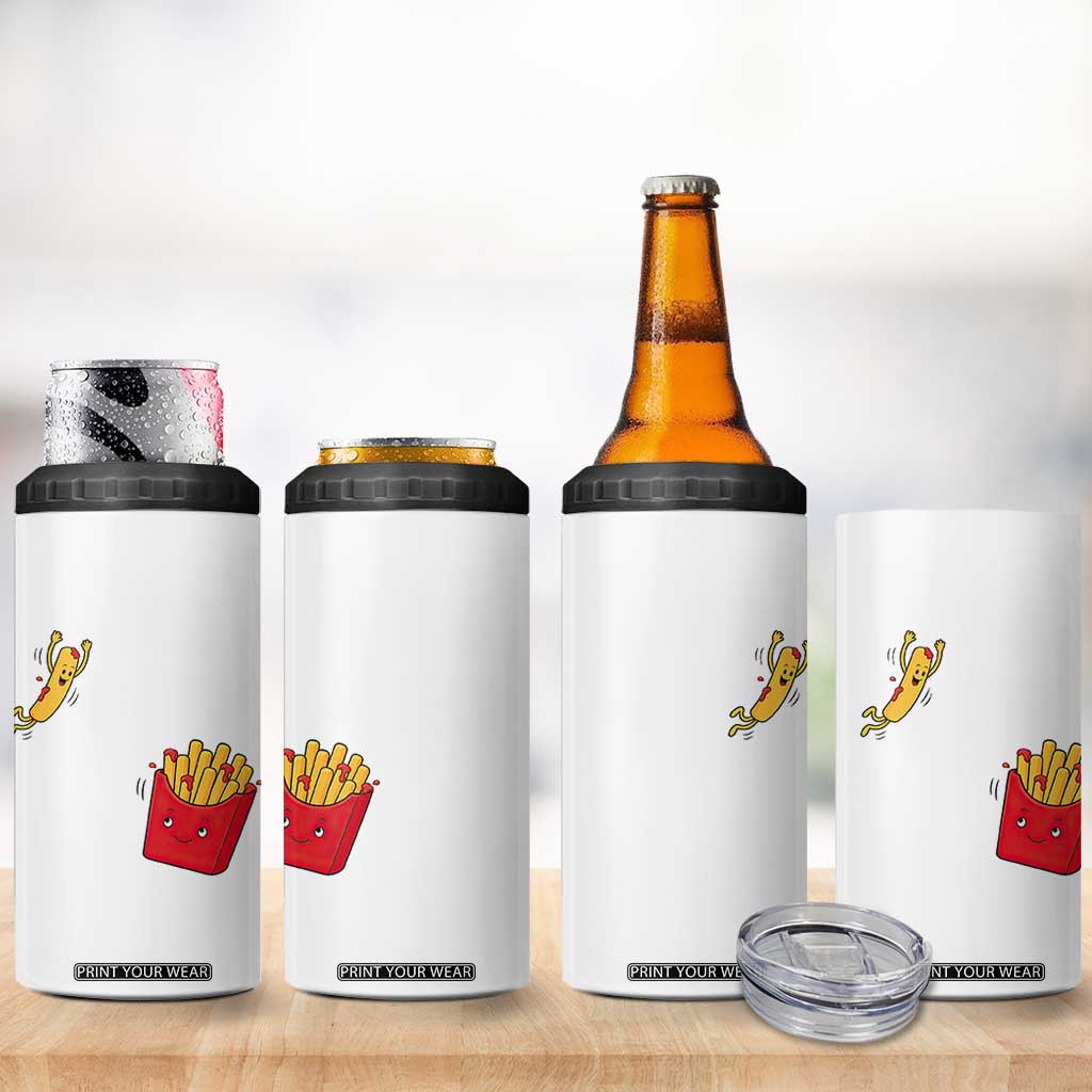 Funny French Fry Jumping Into Fries Box 4 in 1 Can Cooler Tumbler Fast Food Lover