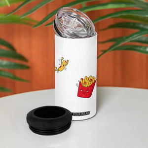 Funny French Fry Jumping Into Fries Box 4 in 1 Can Cooler Tumbler Fast Food Lover