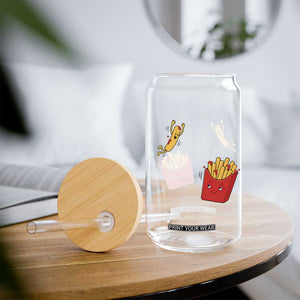 Funny French Fry Jumping Into Fries Box Glass Can Fast Food Lover