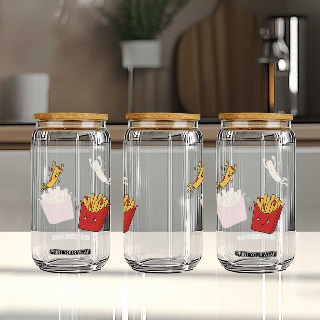 Funny French Fry Jumping Into Fries Box Glass Can Fast Food Lover