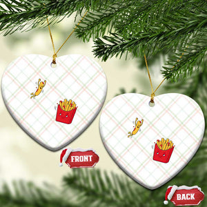 Funny French Fry Jumping Into Fries Box Ceramic Ornament Fast Food Lover