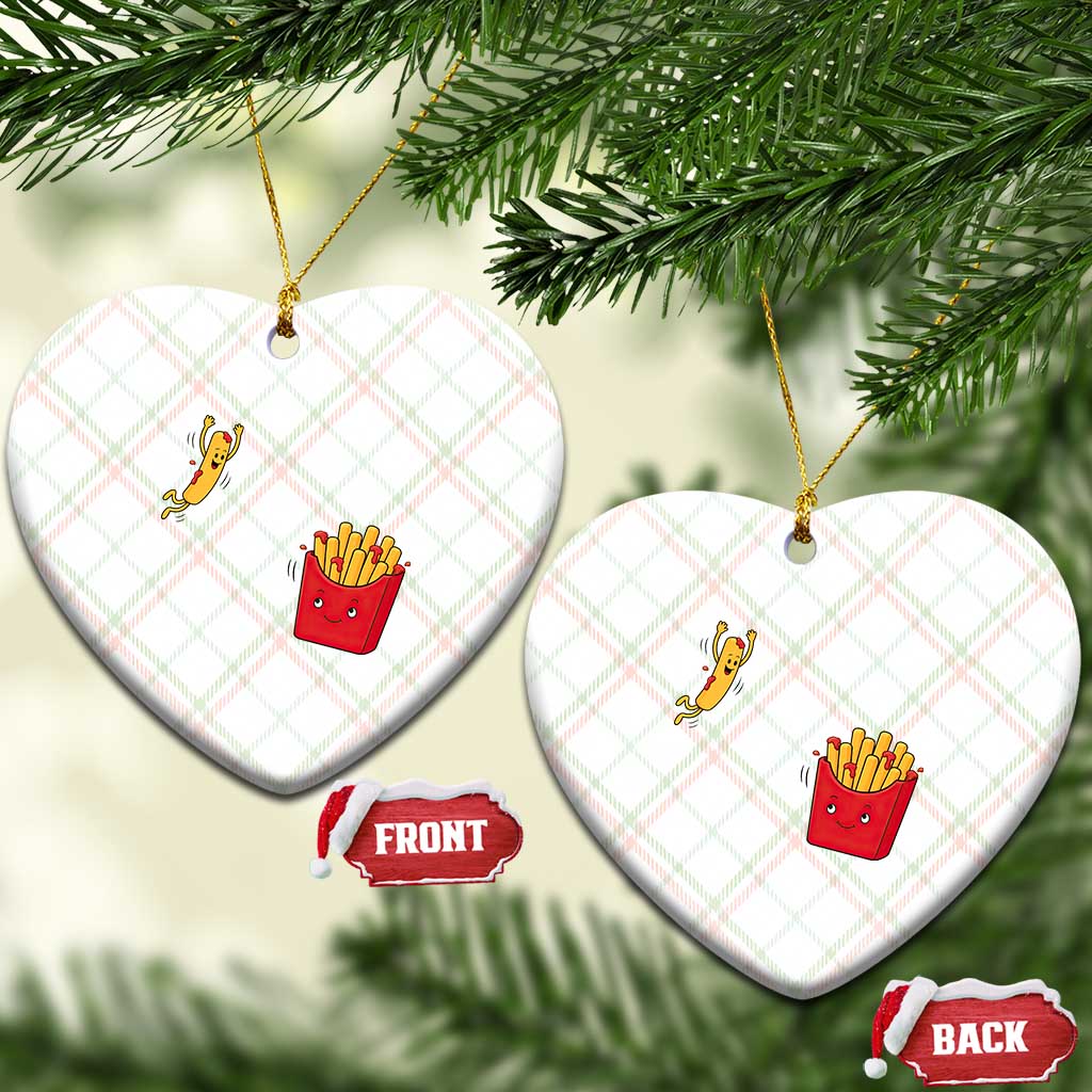 Funny French Fry Jumping Into Fries Box Ceramic Ornament Fast Food Lover