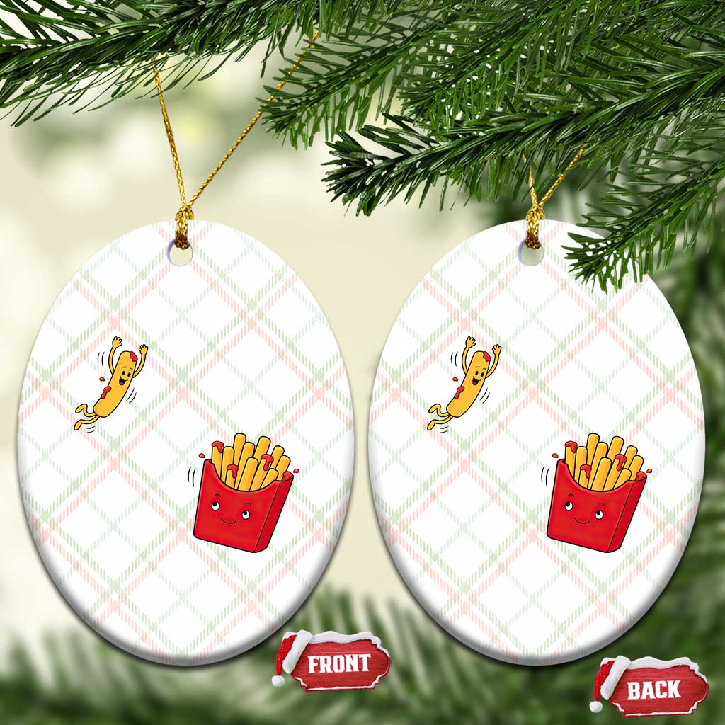 Funny French Fry Jumping Into Fries Box Ceramic Ornament Fast Food Lover