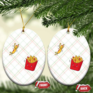 Funny French Fry Jumping Into Fries Box Ceramic Ornament Fast Food Lover