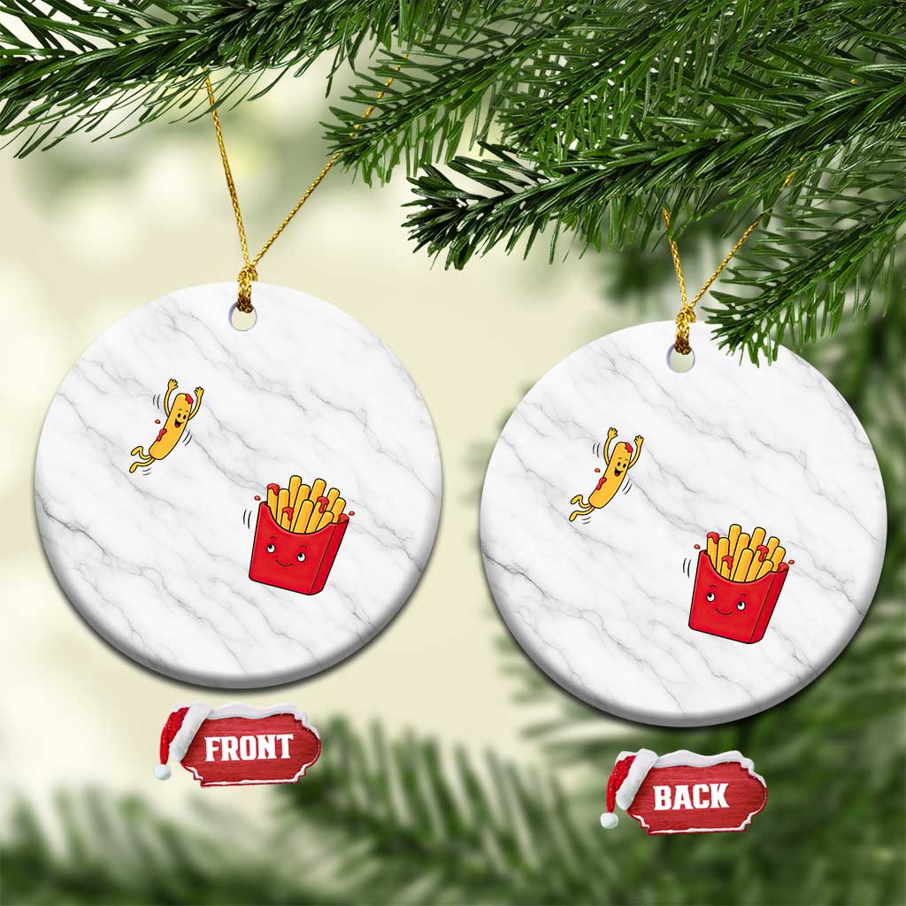 Funny French Fry Jumping Into Fries Box Ceramic Ornament Fast Food Lover TS12 1pc White Marble Print Your Wear