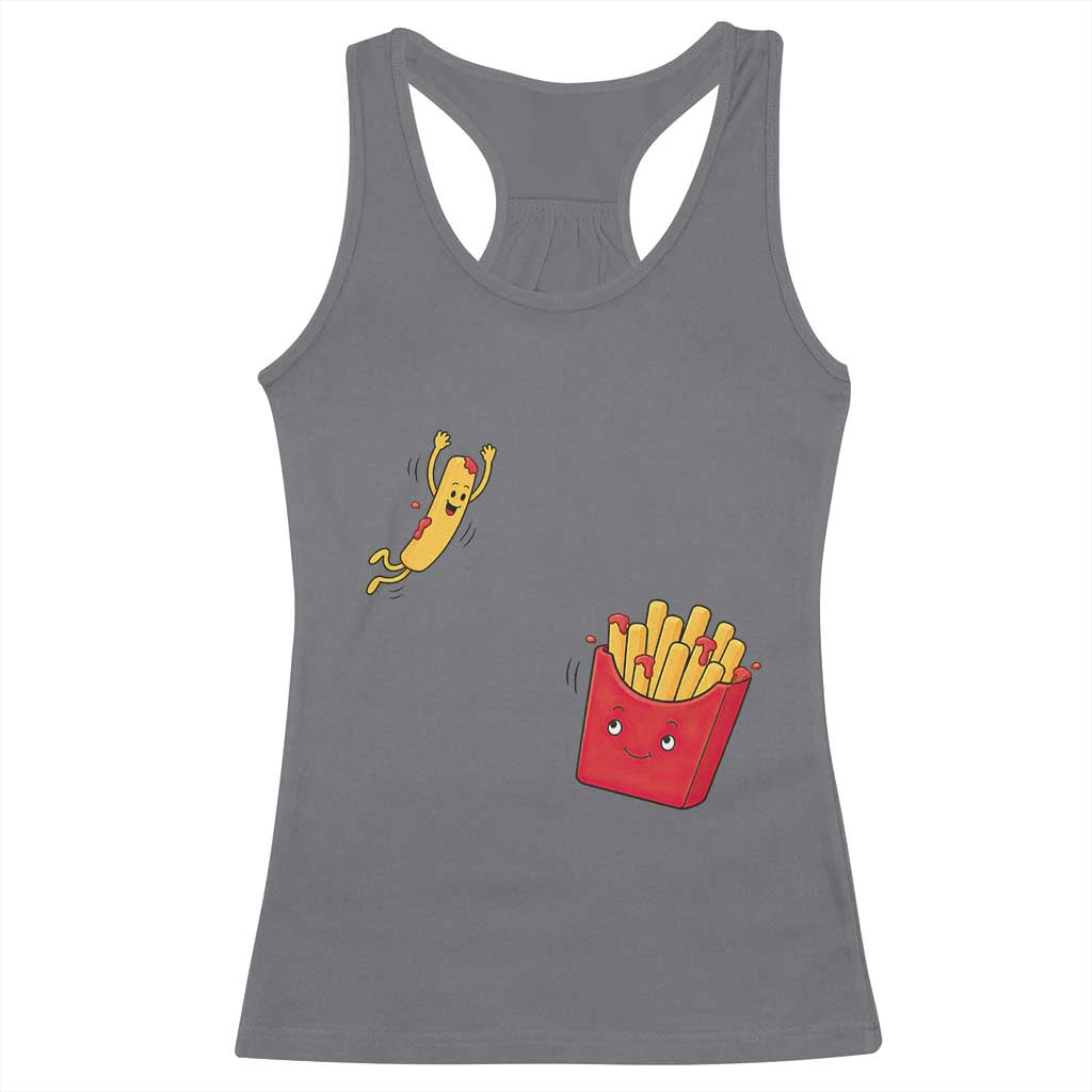 Funny French Fry Jumping Into Fries Box Racerback Tank Top Fast Food Lover