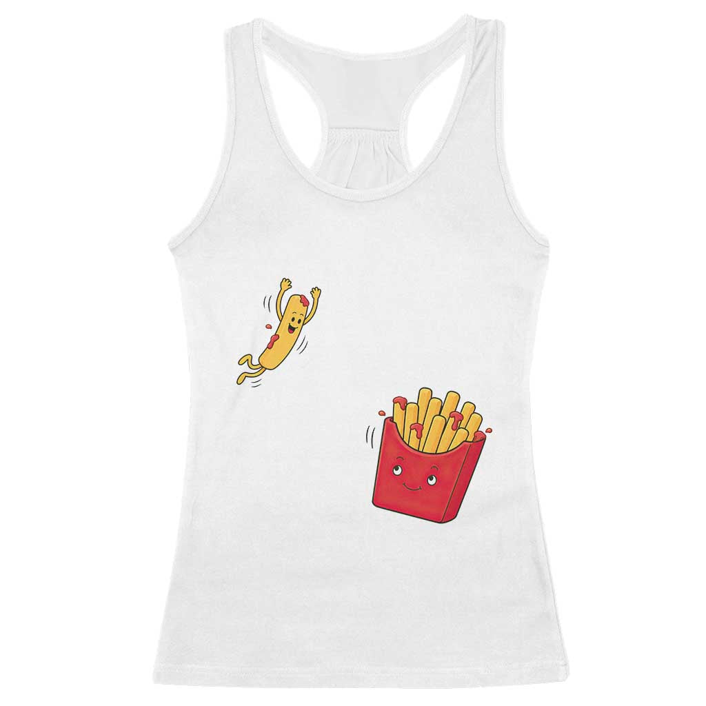 Funny French Fry Jumping Into Fries Box Racerback Tank Top Fast Food Lover TS12 White Print Your Wear