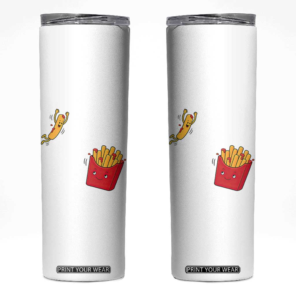 Funny French Fry Jumping Into Fries Box Skinny Tumbler Fast Food Lover TS12 White Print Your Wear