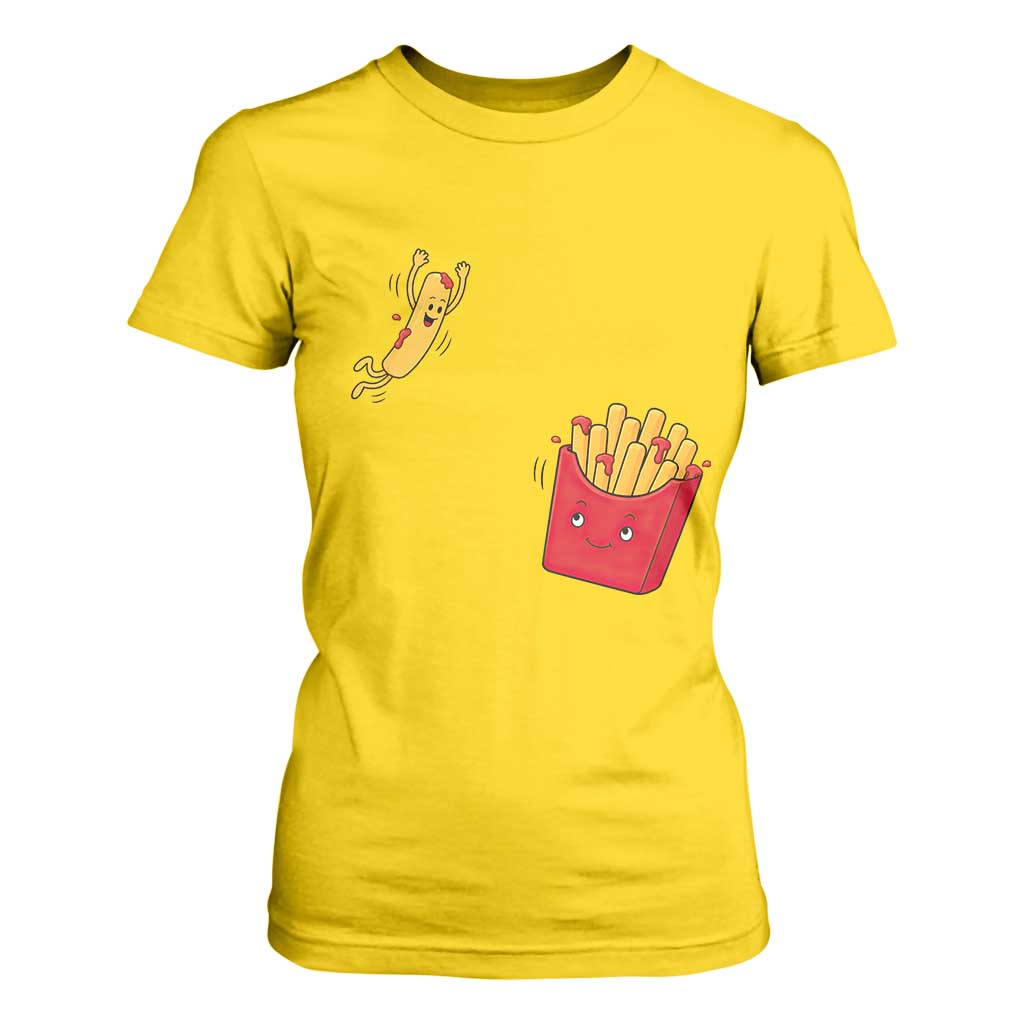 Funny French Fry Jumping Into Fries Box T Shirt For Women Fast Food Lover