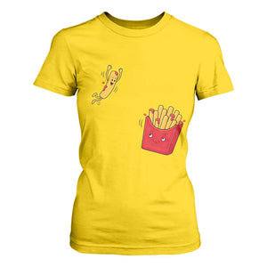 Funny French Fry Jumping Into Fries Box T Shirt For Women Fast Food Lover