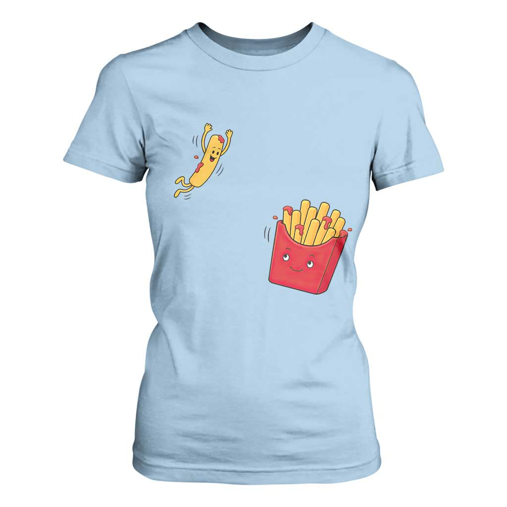 Funny French Fry Jumping Into Fries Box T Shirt For Women Fast Food Lover