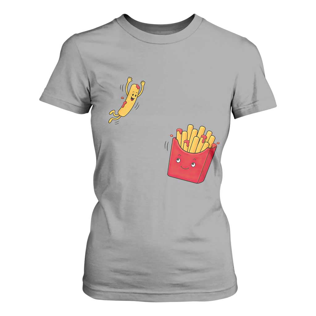 Funny French Fry Jumping Into Fries Box T Shirt For Women Fast Food Lover