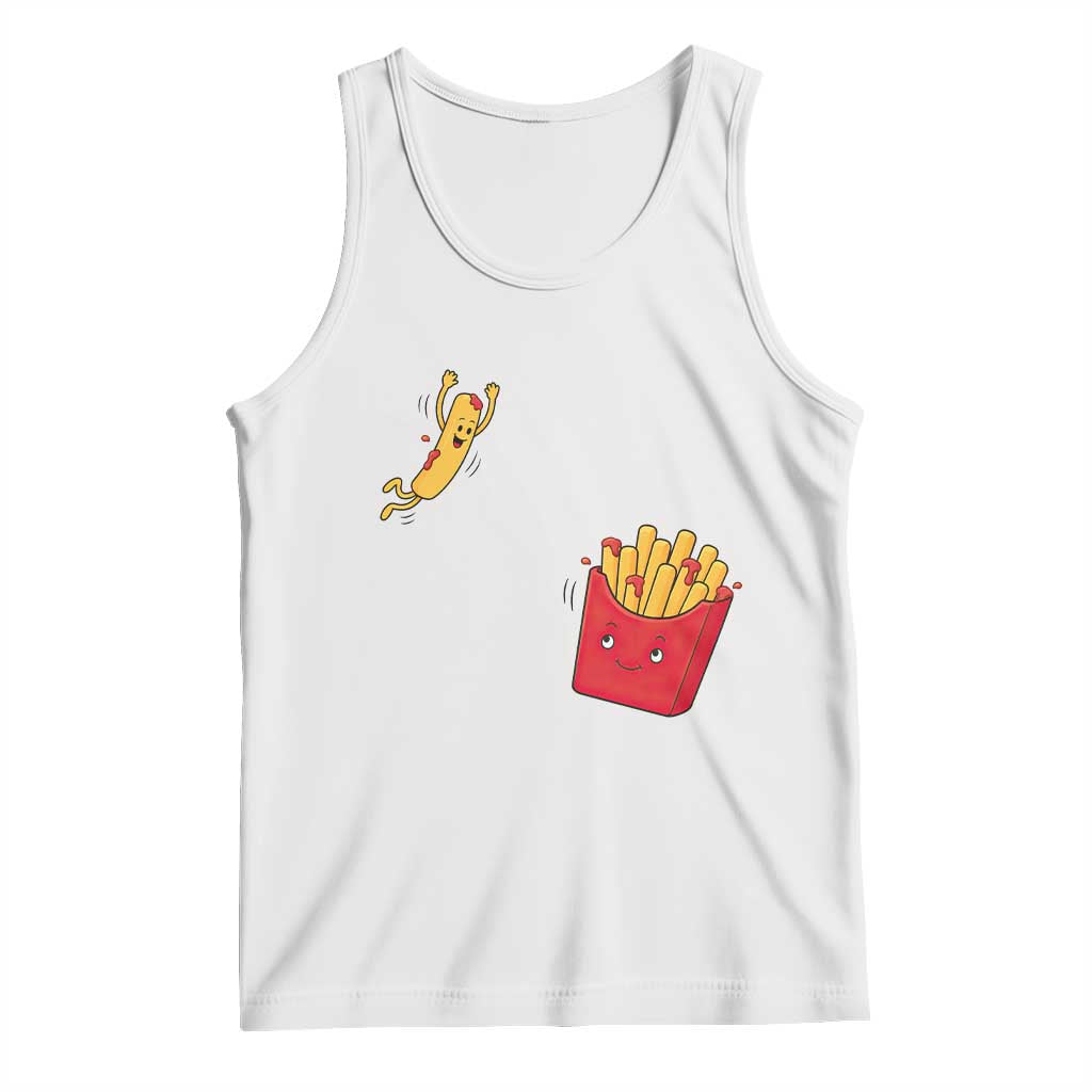 Funny French Fry Jumping Into Fries Box Tank Top Fast Food Lover TS12 White Print Your Wear