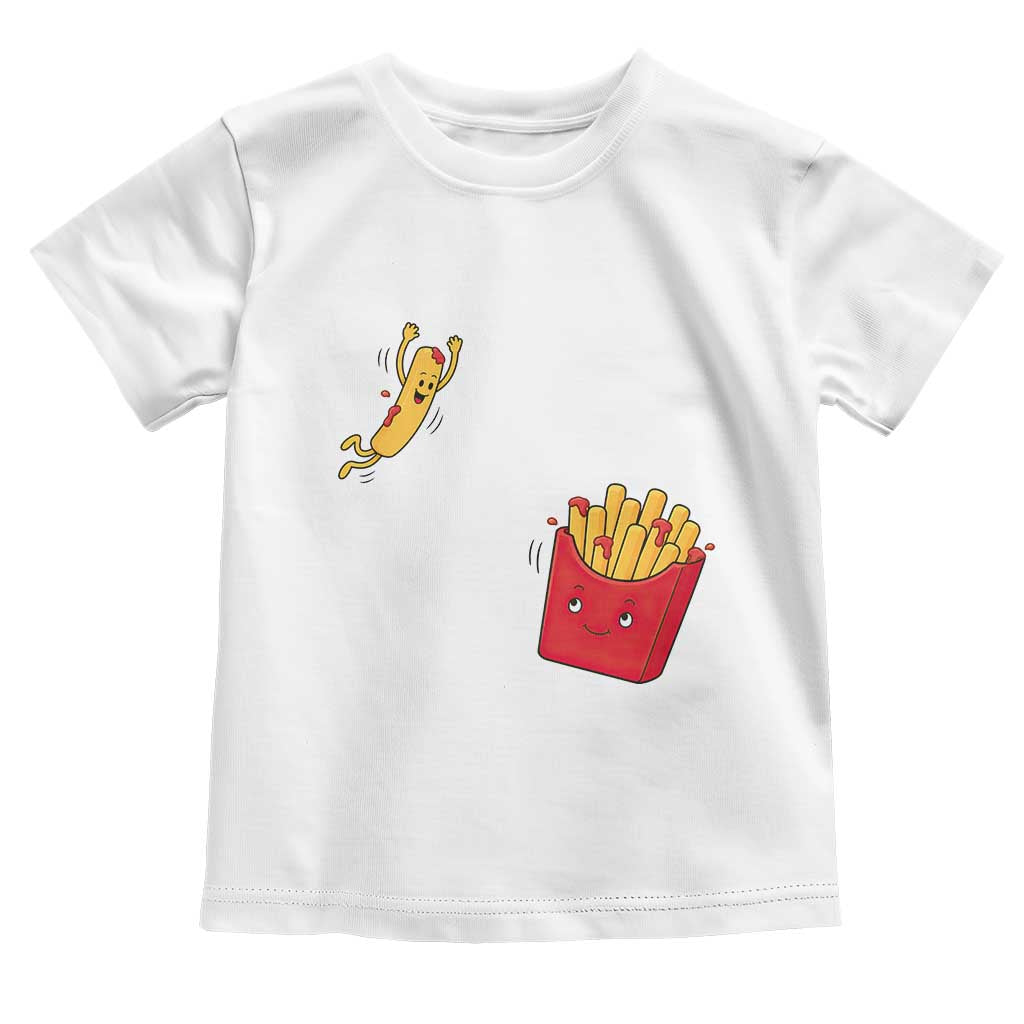 Funny French Fry Jumping Into Fries Box Toddler T Shirt Fast Food Lover TS12 White Print Your Wear